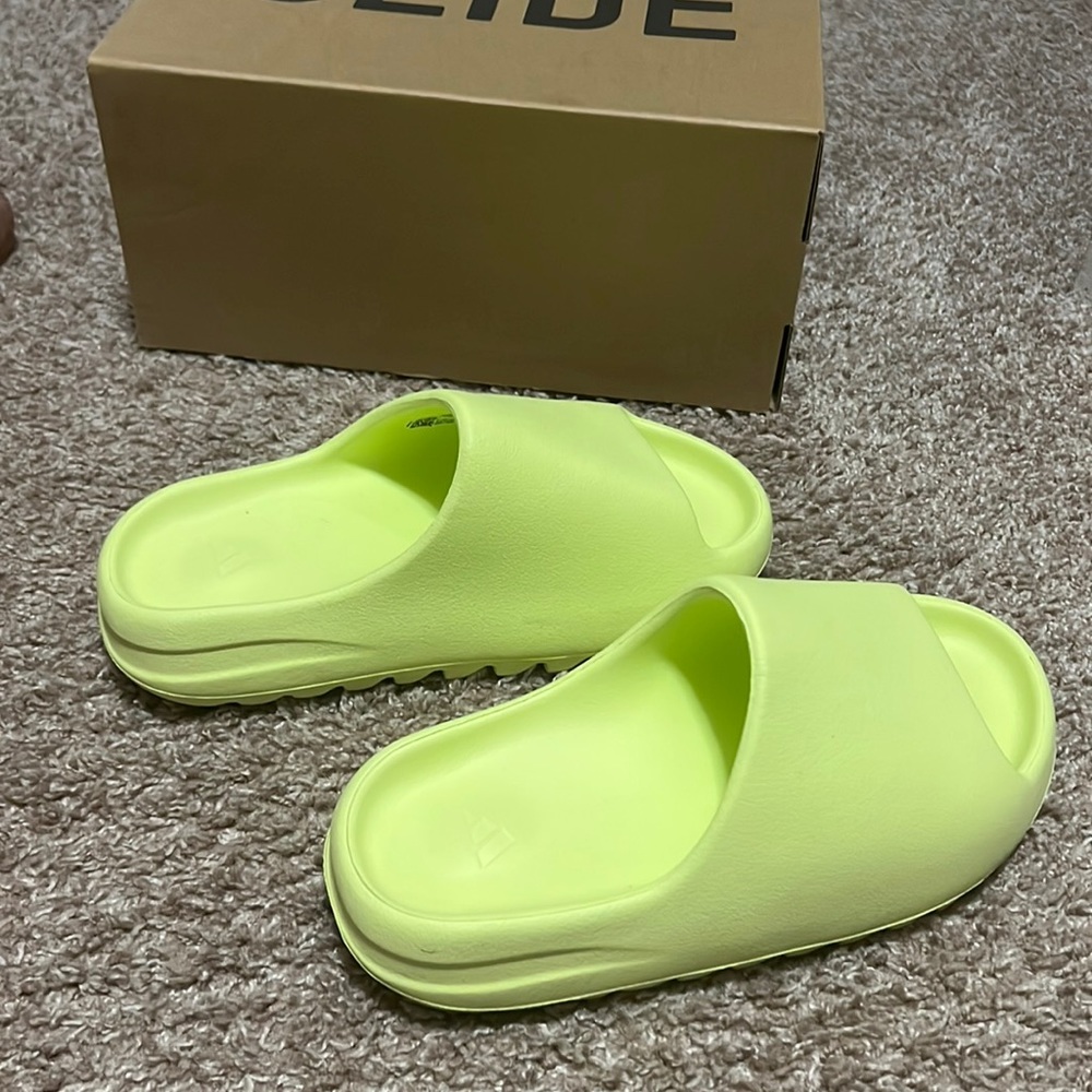 Yeezy slides glow green